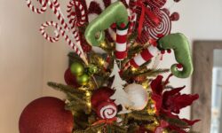 Christmas Tree topper / bouquet with candy canes, lollipops and grinch